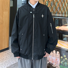 EQ320痞帅的棒球服PU皮外套男2024新款秋季飞行服夹克港风ins潮，男装夹克，电商C306-1
