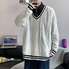 毛衣男冬季韩版潮流宽松V领针织衫M76P42，男装针织衫/毛衣，星座1116-2