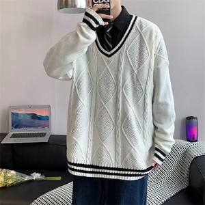 毛衣男冬季韩版潮流宽松V领针织衫M76P42图片