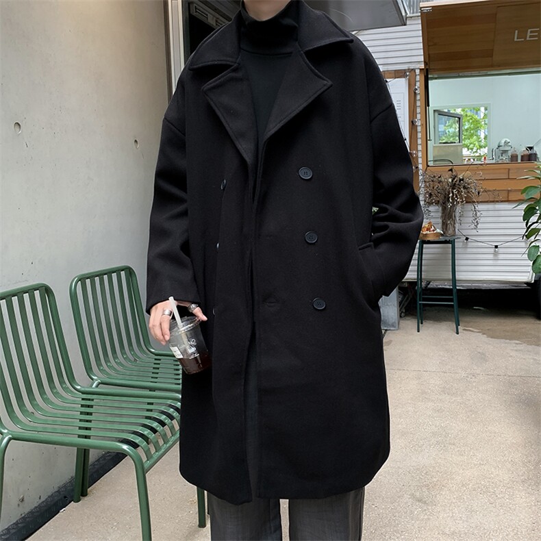 秋冬毛呢大衣男长款西装领呢子风衣双排扣外套DY25P70，男装风衣，星座1013-1