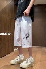 wassuphappy新中式短裤男士夏季薄款潮牌大码宽松七分裤休闲中裤，男装休闲裤，电商A040