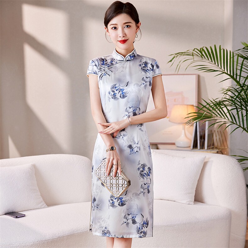 奈绪桑蚕丝旗袍女夏季2025新款日常可穿修身显瘦高端优雅新中式,女装汉服/婚纱/旗袍/礼服,媚琳依坊