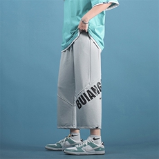 七分休闲裤男士港风潮流字母印花帅2024夏季新款ins裤子K5094-P30，男装休闲裤，星座412-3
