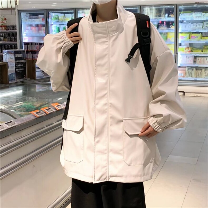 黑色pu皮衣男2025春秋季新款韩版复古bf风痞帅宽松机车夹克外套潮,男装皮衣,星座1210-1