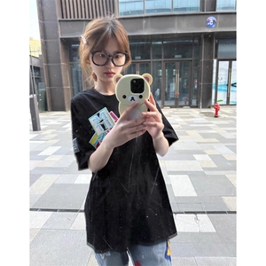 万针全刺绣工艺抖音得物高品质260克重磅纯棉双纱美式高街短袖T恤图片
