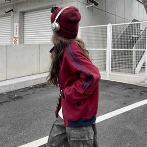 抖音得物高品质 美式高街重磅结构设计拼接织带立领卫衣外套 CM42图片