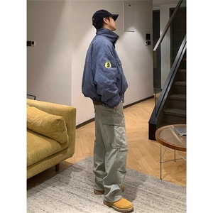 美式复古立领牛仔外套男女春秋冬季潮流vintage加绒加厚棉服夹克图片