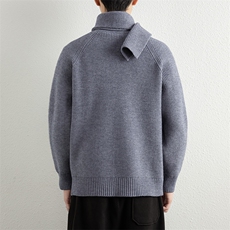 25736-特P50秋时尚围巾领毛衣外套男士针织衫带围脖内搭打底衫，男装T恤，电商D310B