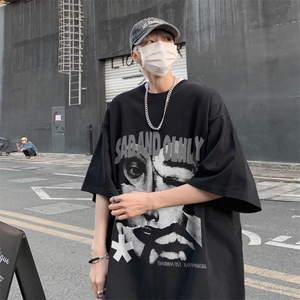 夏创意人像印花重磅短袖t恤 情侣装半袖上衣体恤XZ514-2-1297-P28图片