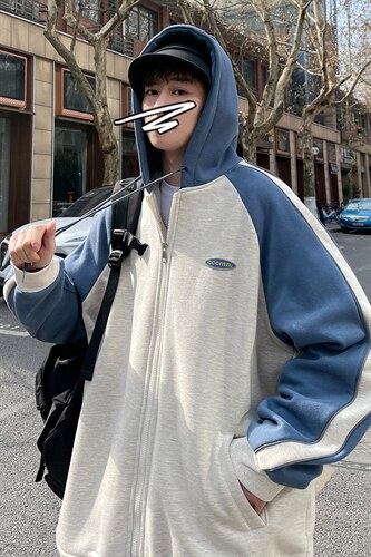 2024早秋新款撞色开衫卫衣男秋装外套A071-W037-P65，男装卫衣，电商A071