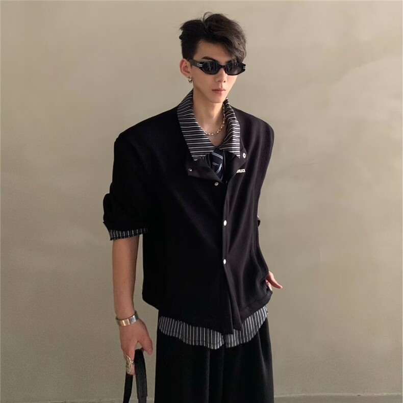 春秋季新款假两件工装外套男士韩版青年夹克休闲宽松上衣BJK157,男装夹克,星座208-5