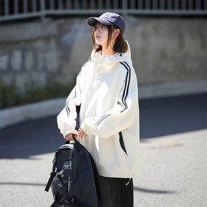 815A-MJ78322-75特 春秋装新品条纹户外登山服三防冲锋衣外套女模图片