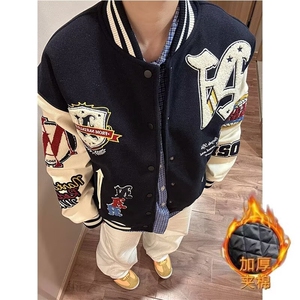美式印花刺绣棒球服卫衣男女春秋季运动宽松球衣长袖上衣 JWT76图片