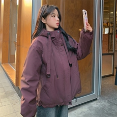 红短款冲锋衣棉服外套女冬2024新款高级感学院风棉衣小棉袄，女装短外套，2C129