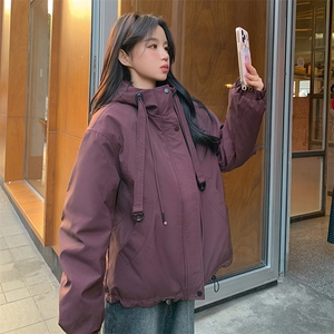 红短款冲锋衣棉服外套女冬2024新款高级感学院风棉衣小棉袄图片