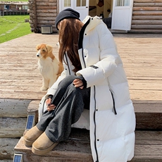 白色超好看羽绒服女冬季2024韩系温柔过膝加厚90白鸭绒外套，女装羽绒服，诺蝶