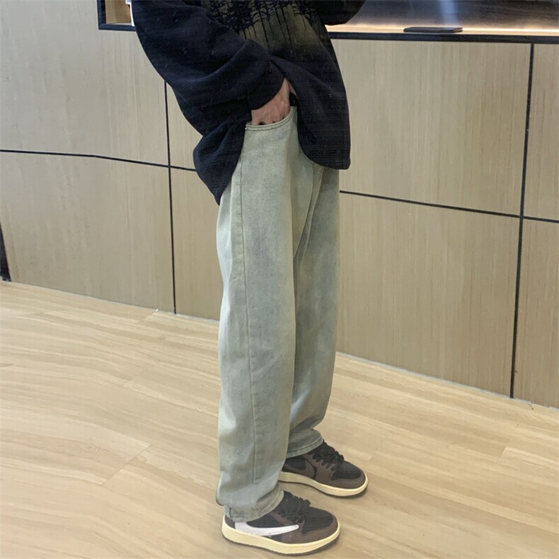 裤口拉链欧美高街vibe牛仔裤设计感小众直筒工装裤310A-4-NZ08,男装牛仔裤,星座310A-4