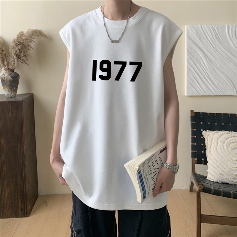 2025新款重磅高品质纯棉无袖坎肩背心1977印花BX601-特P18,男装背心/马甲,星座508（原C305）