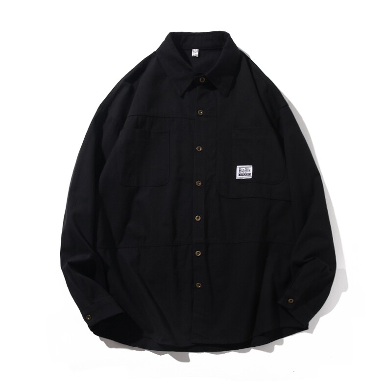 CS4005-P60秋季日系工装长袖衬衫纯棉男士大码宽松版外套M-5XL,男装衬衫,电商B280-1（原A049）
