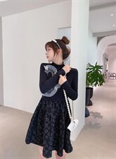 针织拼接定钻连衣裙，女装连衣裙，ceelphy