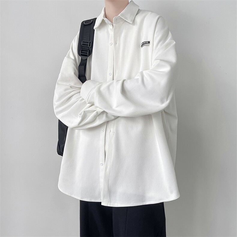 港风宽松休闲长袖男装衬衫百搭秋装新款D321-1-DM302-P50,男装衬衫,电商D321-1
