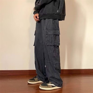 1506/QGAZ100/P73新款潮流百搭裤子夏季薄款坠感阔腿拖地长裤图片