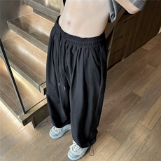 宽松阔腿垂感显瘦男塔丝隆包边刺绣薄款松紧腰冰丝休闲裤K2845，男装休闲裤，星座1116A-1（原606A）