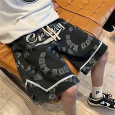 主推差价大美式复古印花牛仔裤高街潮流百搭短裤DK22872-P45，男装牛仔裤，电商A042