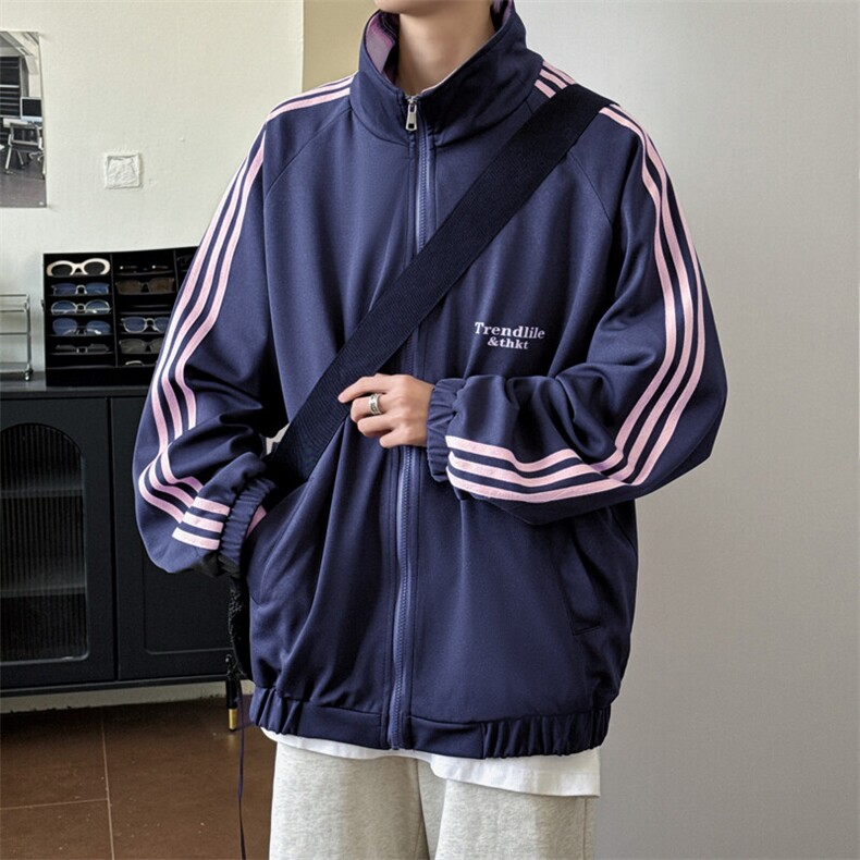 2025春季新款港风夹克衫三条杠拼色棒球冲锋衣外套6020-P60控98,男装夹克,星座207