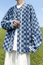 秋冬港风大码棒球服长袖夹克上衣外穿格子牛仔衣外套潮F17/P65，男装工装外套，电商A221A