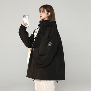 1506-1/GW50240/P61冲锋衣男潮牌连帽秋季户外宽松工装夹克图片