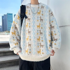 针织衫男女韩版潮流提花帅气百搭2024冬季ins新款毛衣MZ738-P53，男装针织衫/毛衣，星座412-3