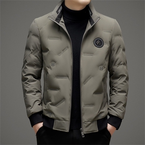 无帽立领羽绒服男士冬季2024新款轻薄短款白鸭绒轻便休闲帅气外套图片