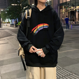 WY2064-P35 加绒款-P40 纯棉连帽卫衣男大码运动帽衫宽松薄外套男图片
