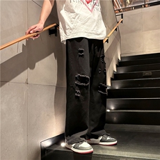 xz116-k1016-P50-控78现货破洞大码牛仔裤，男装牛仔裤，星座116