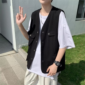 纯色原宿西装领潮流新款文艺气质百搭青春流行潮男时尚马甲日系图片