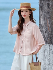 现货！现货！2026夏季新款时尚刺绣衬衫女，女装衬衫，以桐