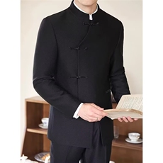 新中式盘扣立领西服风西装高级感外套垫肩大码S-5XLJAK45P68，男装西服套装，星座1013-1