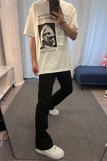 抖音高点击！欧美潮牌t恤重磅美式嘻哈街头短袖裤子-KZ06，男装T恤，星座310A-4