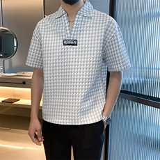 夏季冰丝短袖衬衫男高级感男装上衣薄款潮流半袖衬衣帅CS0558-P35，男装衬衫，星座308B-2
