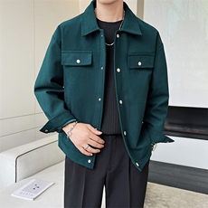 肌理感秋冬新款社会小伙个性翻领宽松休闲夹克外套男JK115-P95，男装夹克，电商A413