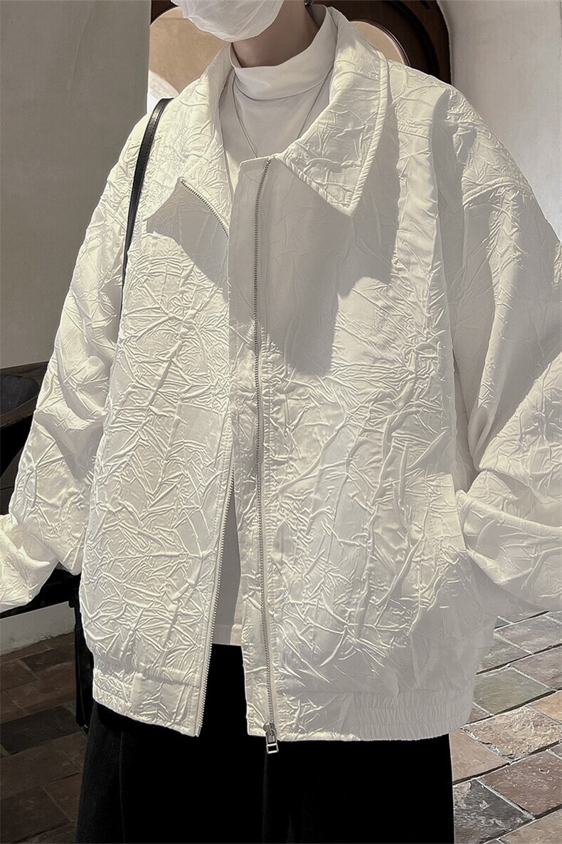 1秋季潮复古褶皱高级感哈灵顿休闲大码M-5XL夹克男JK8742P75,男装夹克,星座226-2