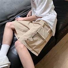 美式工装风口袋短裤男式潮牌休闲短裤宽松五分裤阔腿裤K5255-P30，男装牛仔裤，星座412-2