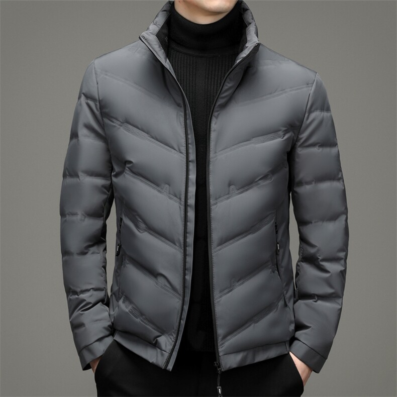 羽绒服男短款冬季新款中年宽松休闲上衣加厚保暖爸爸装立领外套,男装羽绒服,电商B212（原钱塘6029）