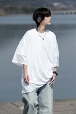 8XL-M特大码短T恤泡泡袖肌理感冰丝短袖衬衫上衣五分袖DX322P25，男装衬衫，电商D206-1