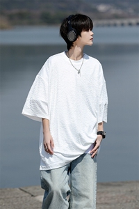 8XL-M 特大码短T恤泡泡袖肌理感冰丝短袖衬衫上衣五分袖DX322P25图片