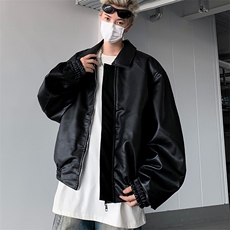 美式复古cleanfit短款皮衣外套男休闲宽松皮夹克，男装夹克，星座716-2