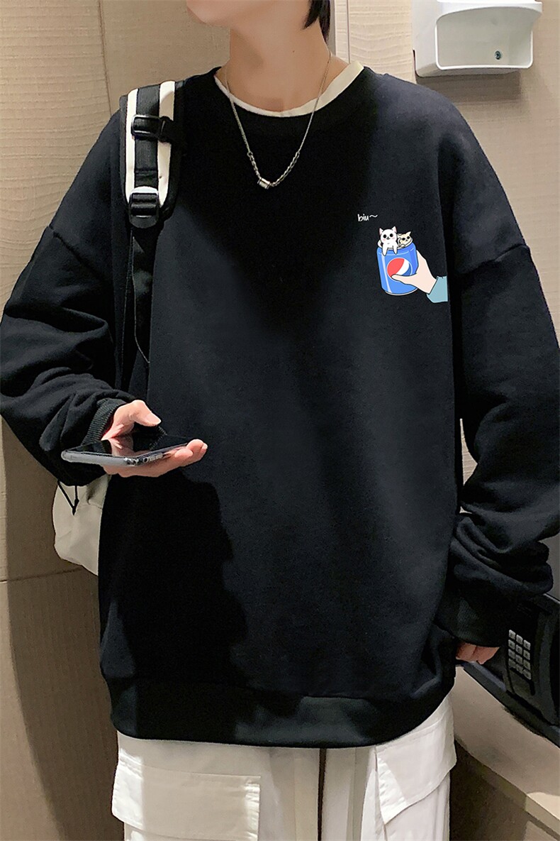 S6262-P28秋季圆领卫衣男大码韩版宽松长袖外套,男装卫衣,电商A040