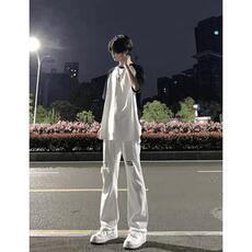 现货!港风新款2025潮流百搭直筒宽松大码牛仔裤松紧腰NZ6172-P35，男装牛仔裤，星座1103-2