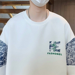 TZ25303-P55夏季休闲T恤短裤男两件套 港风学生宽松短袖运动套装图片